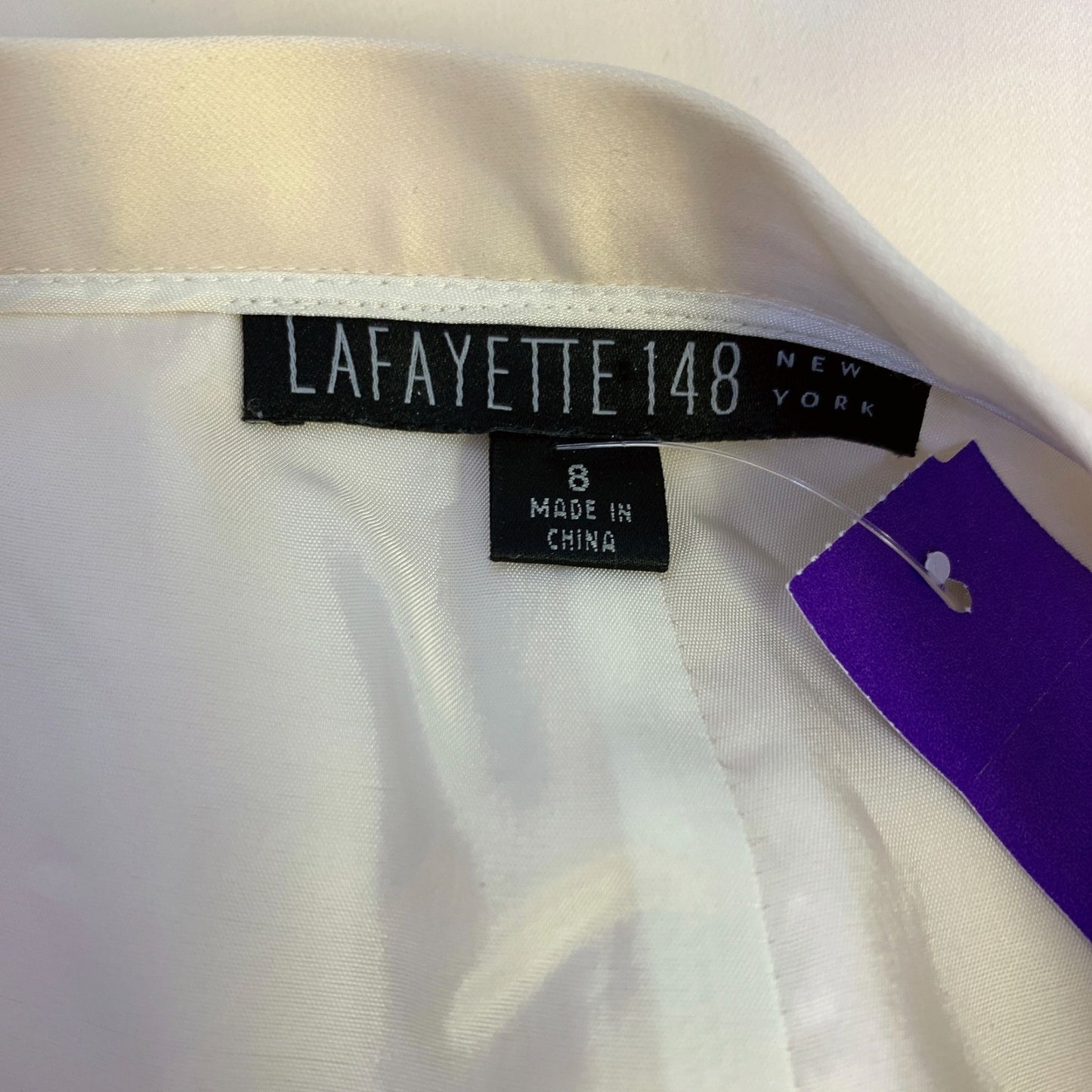 *Lafayette 148 Ivory Side-Zip Lined Trousers Size 8