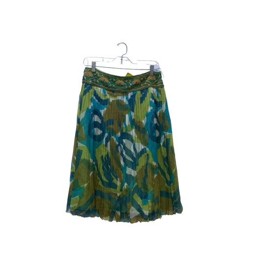 Lafayette 148 NY Green & Blue Pleated Silk Skirt Size 6