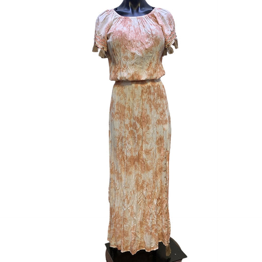 Skemo Tie Dye Printed Peach & White Dress L