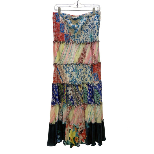 Johnny Was Mixed Prints Tiered Maxi Skirt, Size Medium