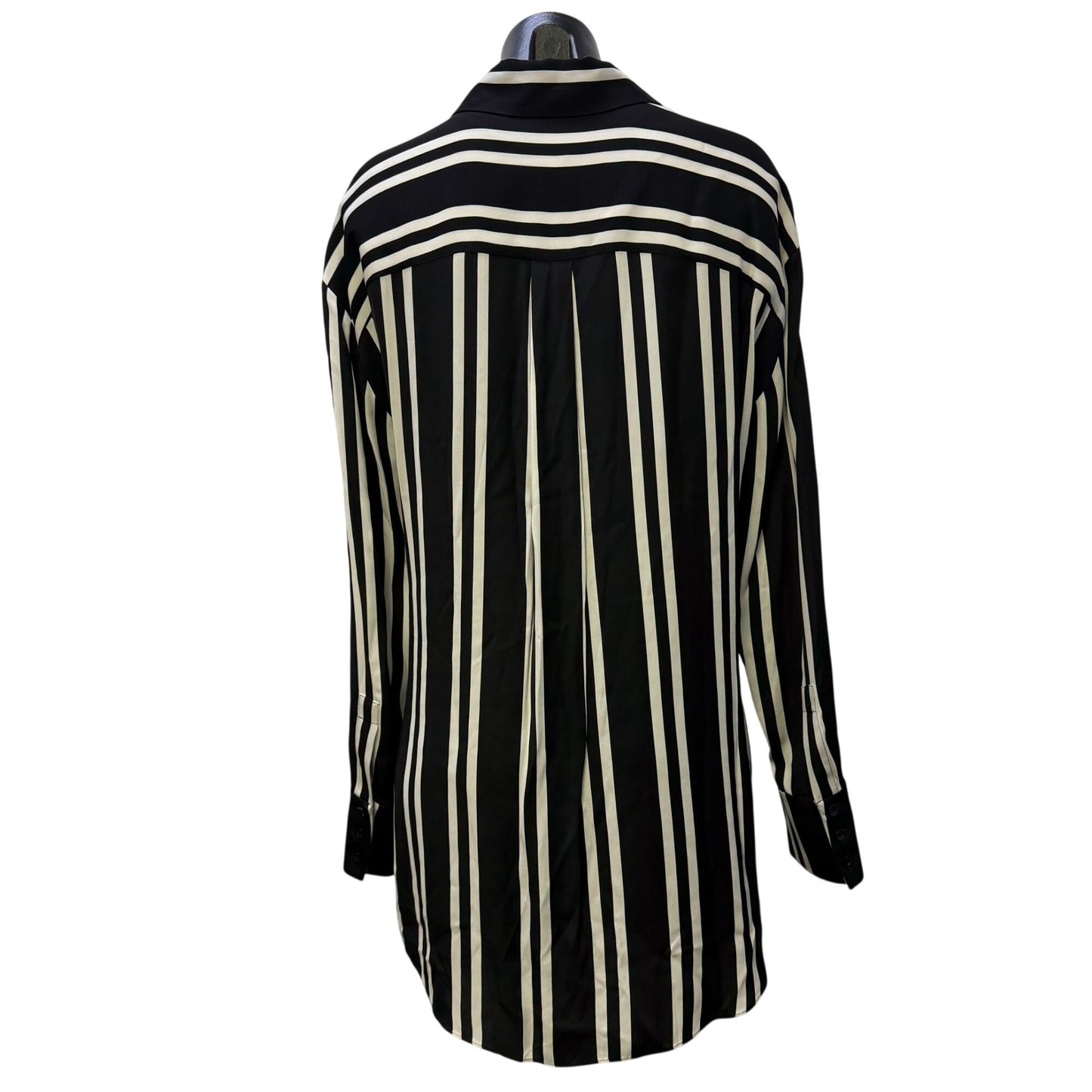 NWT Alice + Olivia Striped Long Sleeve Button-Up Blouse Black & White M