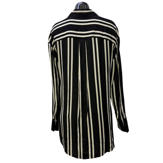 NWT Alice + Olivia Striped Long Sleeve Button-Up Blouse Black & White M