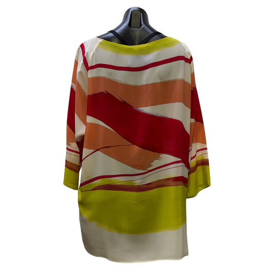 Lafayette 148 Multi Color Abstract Print Silk Tunic Top L