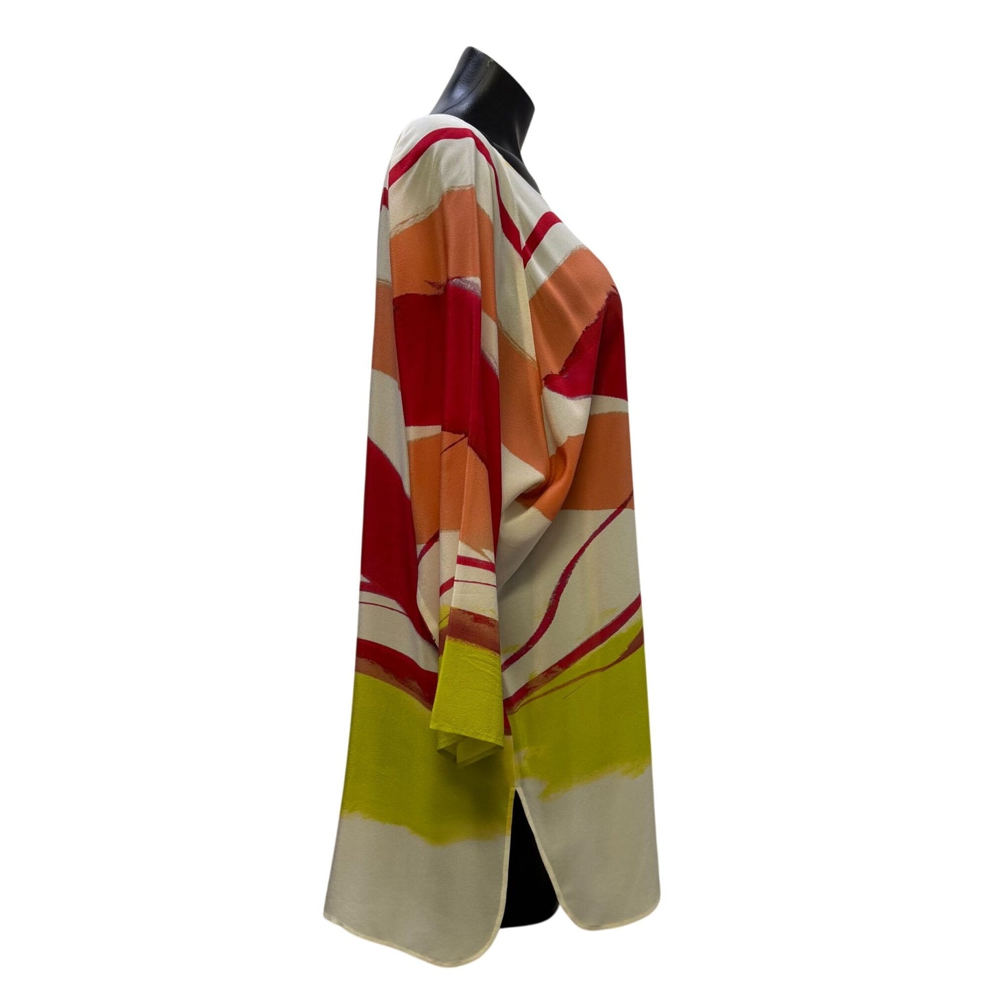 Lafayette 148 Multi Color Abstract Print Silk Tunic Top L