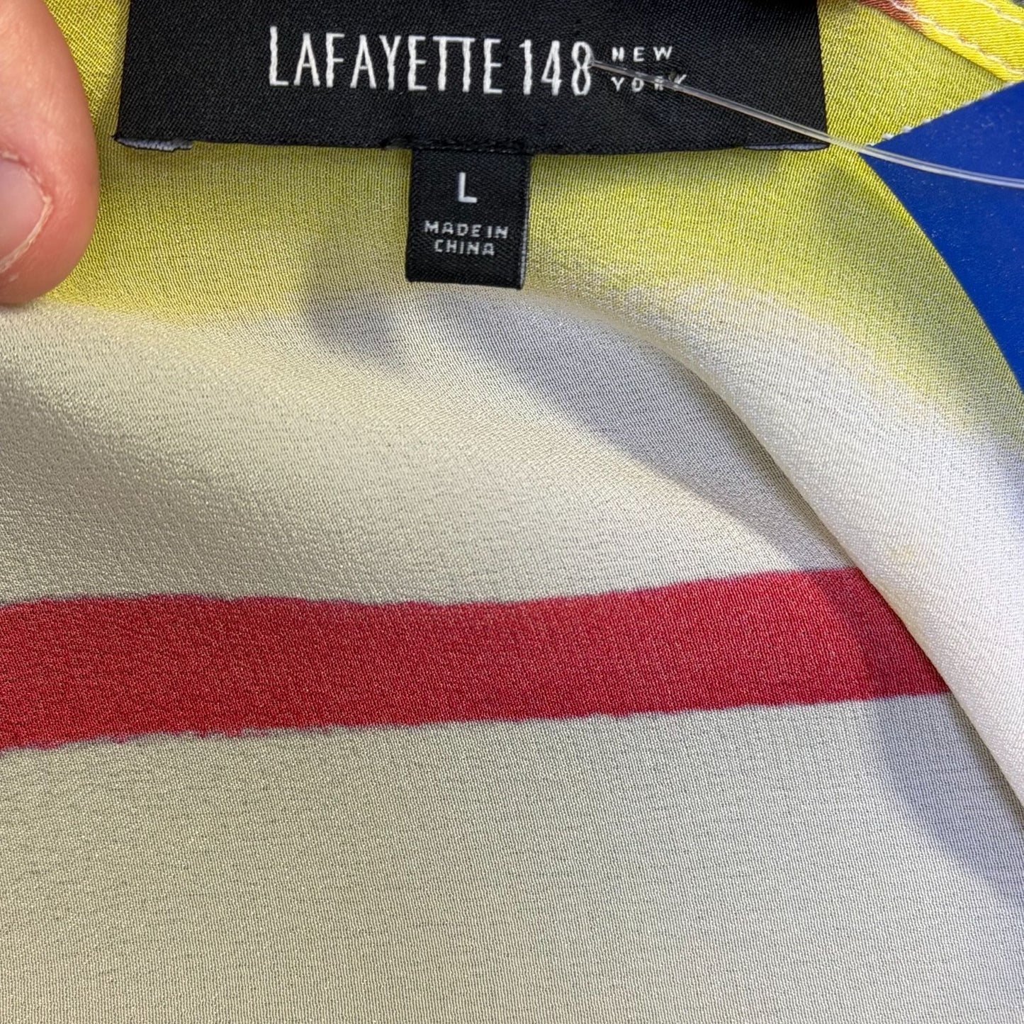 Lafayette 148 Multi Color Abstract Print Silk Tunic Top L