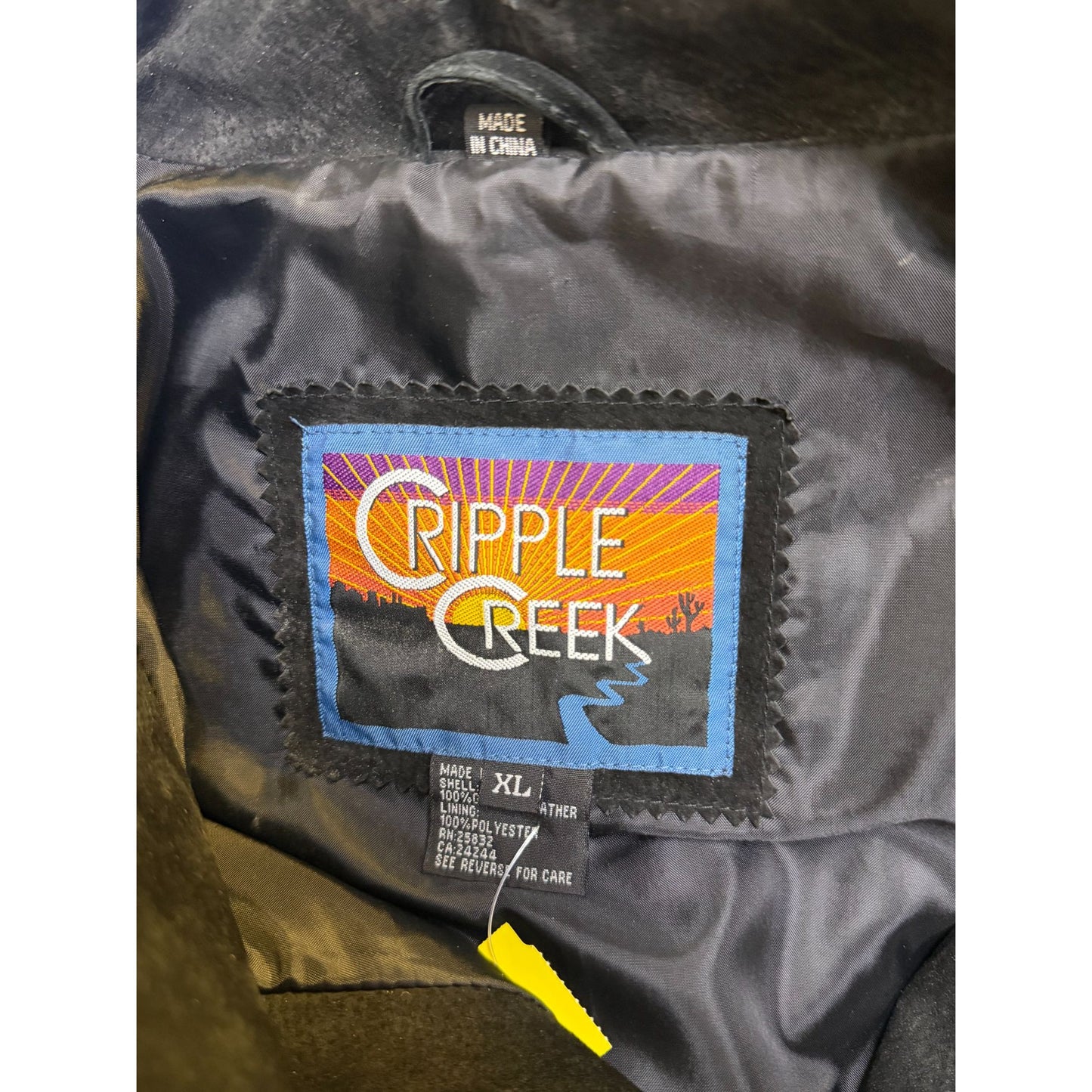 Cripple Creek Western Suede Fringe Jacket Black Beaded Detailed Cowgirl Heather Design With Button XL