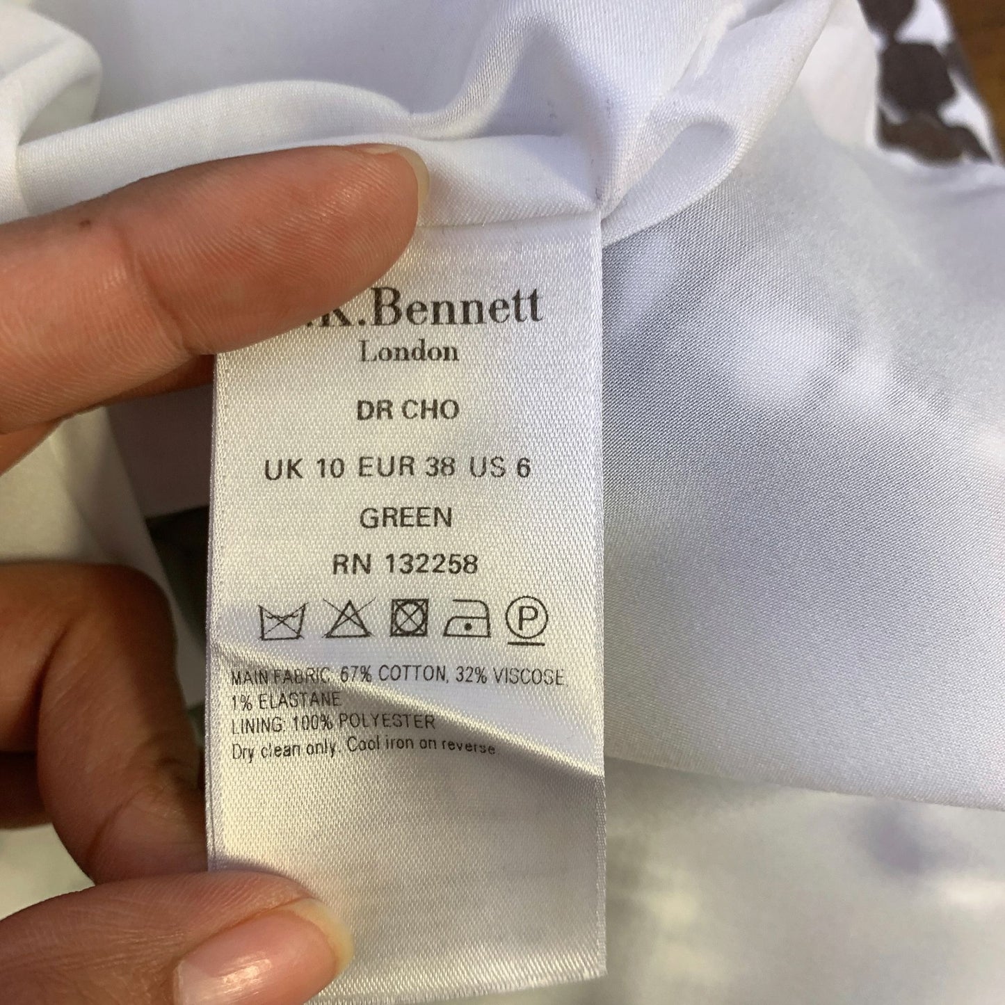 *L. K. Bennett Brown & White Short Sleeve Dress Size 6