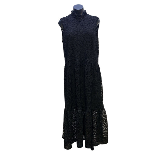 NWT Black Label by Chico's Black Lined Sleevless Lace Maxi Dress Size 10