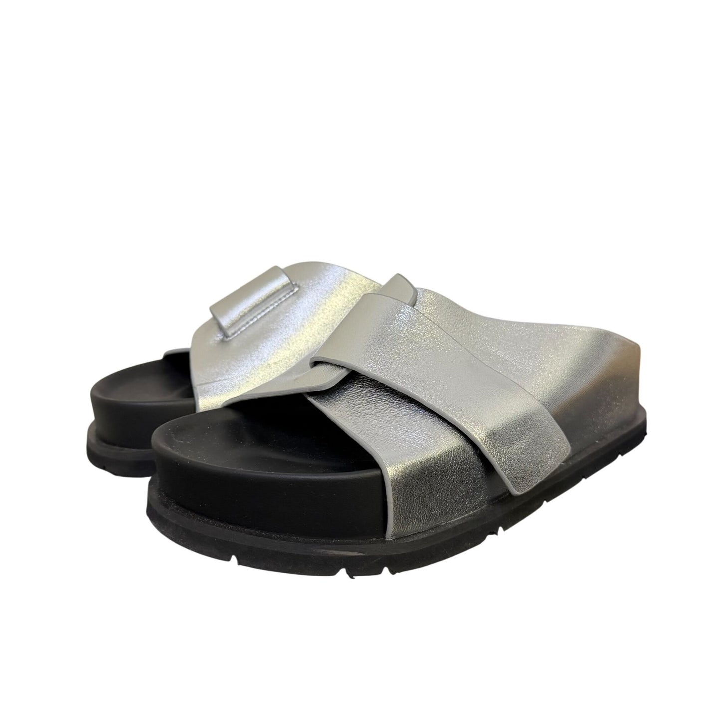 Lonza Metallic Silver Sandals Size 8.5 EU 39