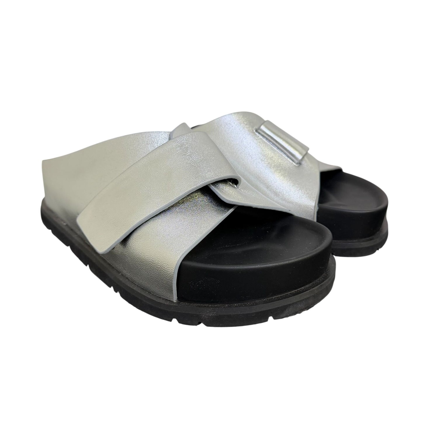 Lonza Metallic Silver Sandals Size 8.5 EU 39