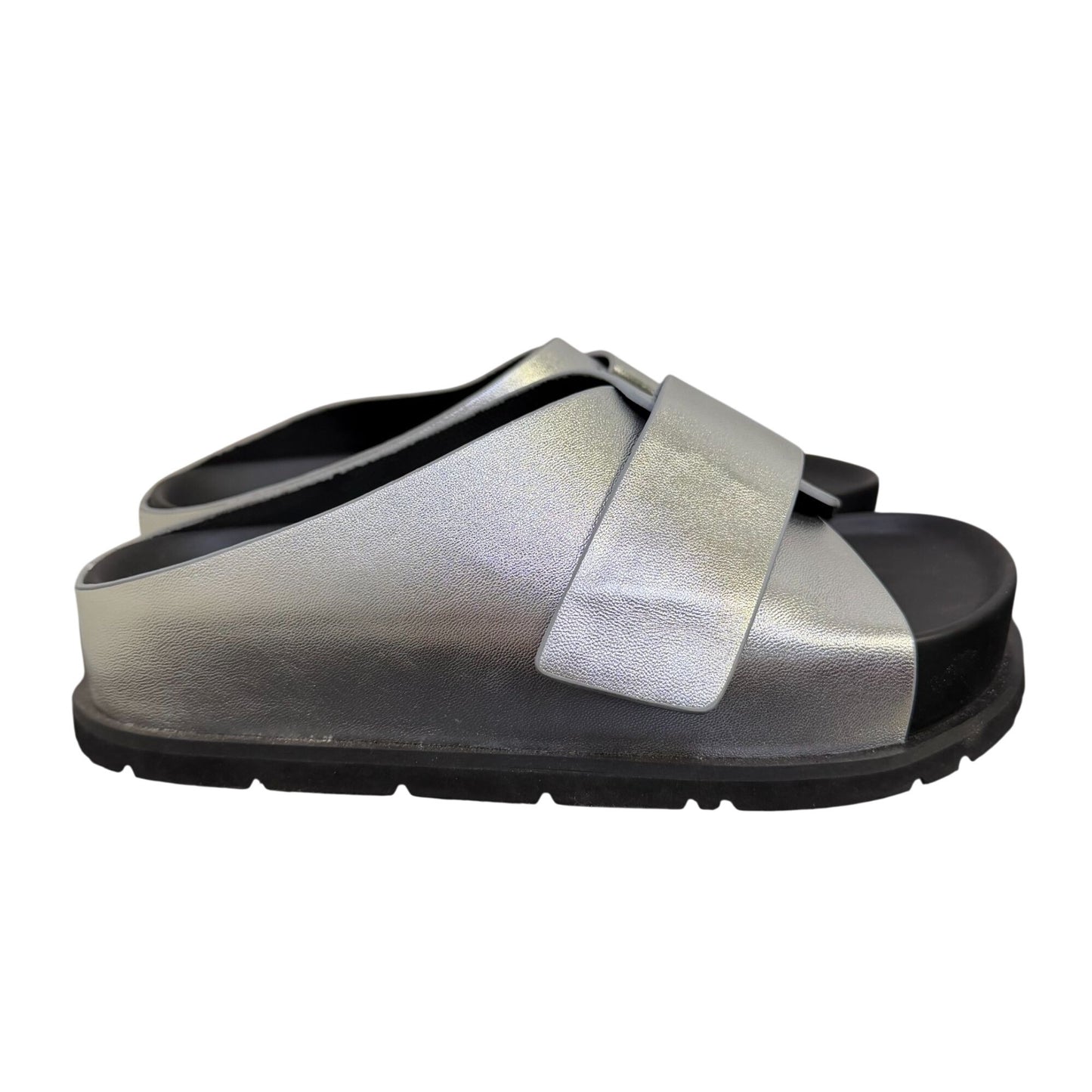 Lonza Metallic Silver Sandals Size 8.5 EU 39