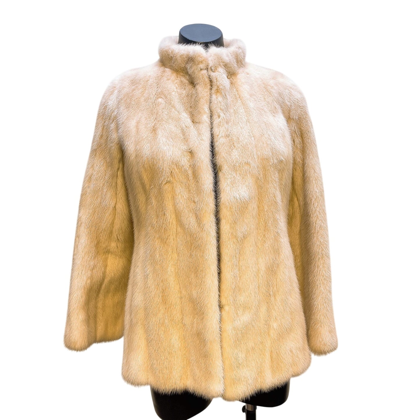 Vintage Foleys Houston Tan Cream Mink Fur Coat Jacket Small