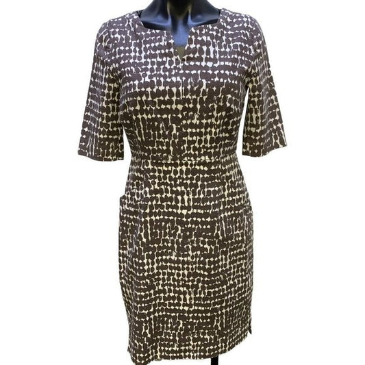 *L. K. Bennett Brown & White Short Sleeve Dress Size 6