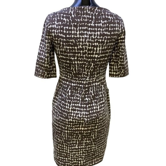 *L. K. Bennett Brown & White Short Sleeve Dress Size 6