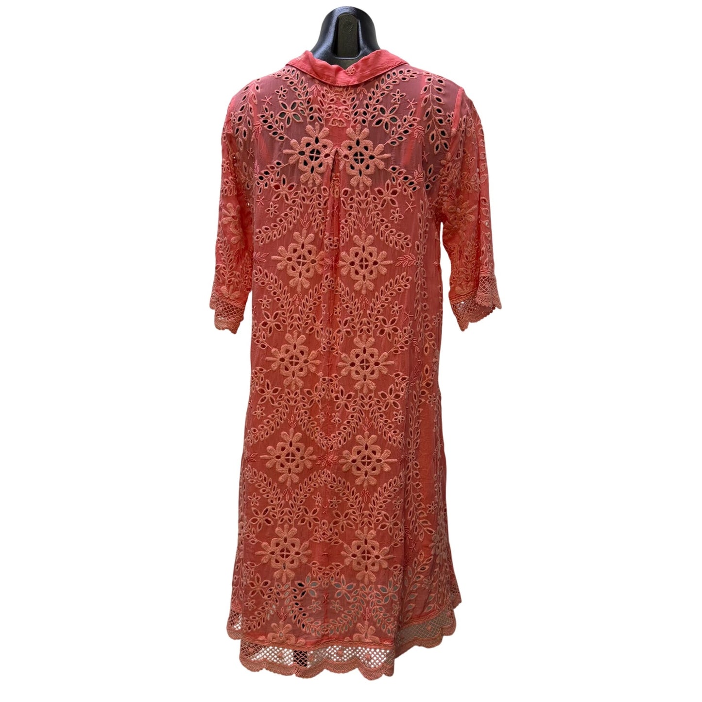 Johnny Was Pink Embroidered Lace Dress & Slip Set Size S