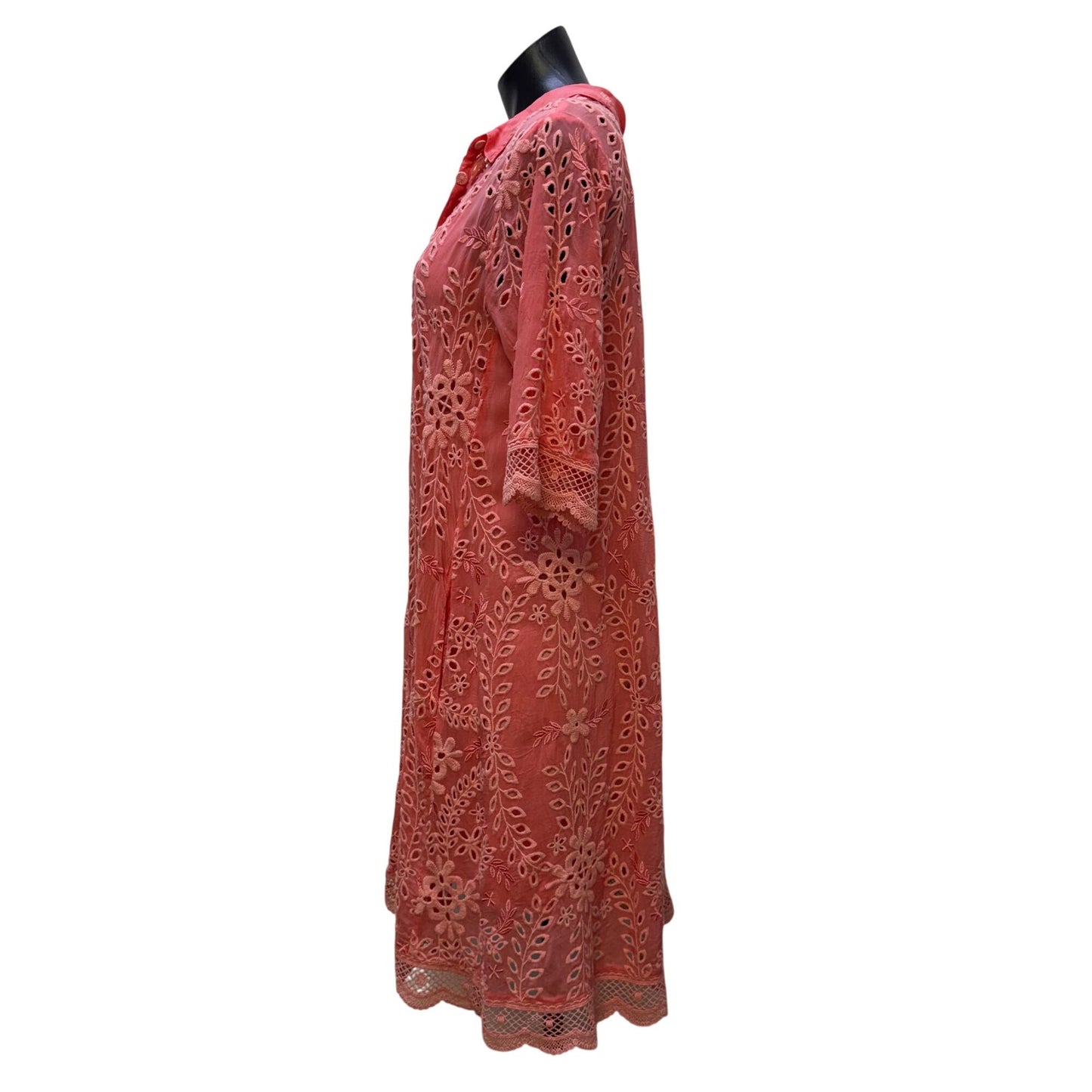 Johnny Was Pink Embroidered Lace Dress & Slip Set Size S