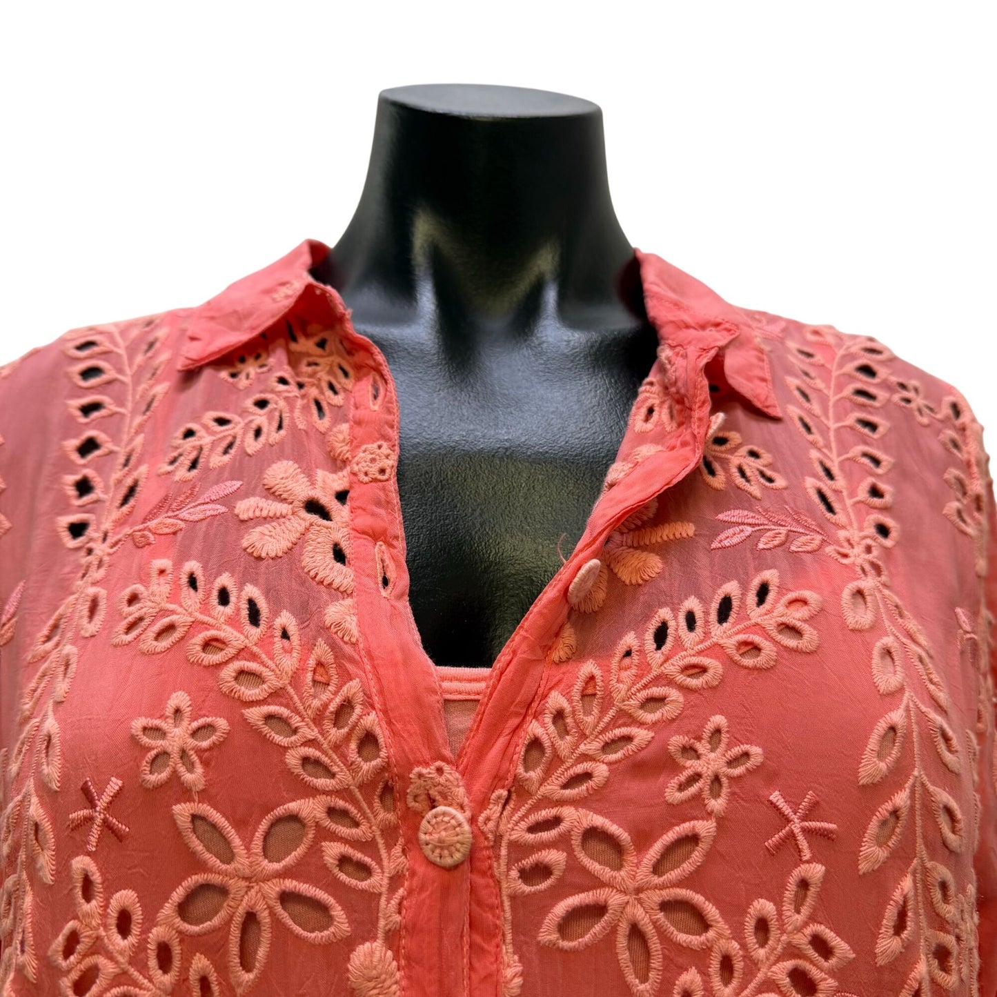 Johnny Was Pink Embroidered Lace Dress & Slip Set Size S