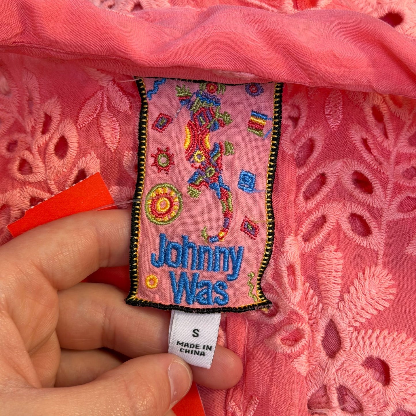 Johnny Was Pink Embroidered Lace Dress & Slip Set Size S