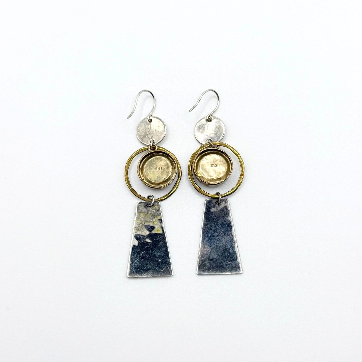Robert Lee Morris Studio 925 Sterling Silver & Brass Earrings With Pearl Accents