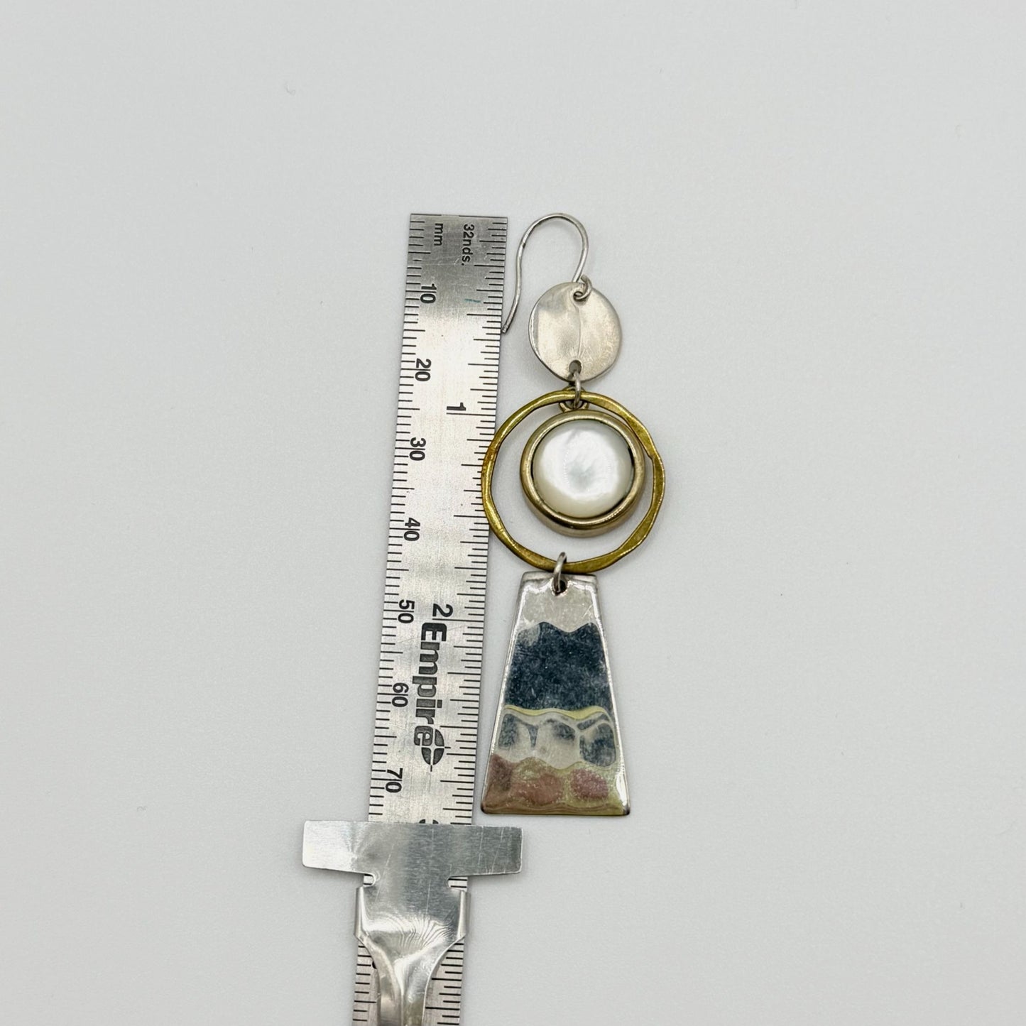 Robert Lee Morris Studio 925 Sterling Silver & Brass Earrings With Pearl Accents