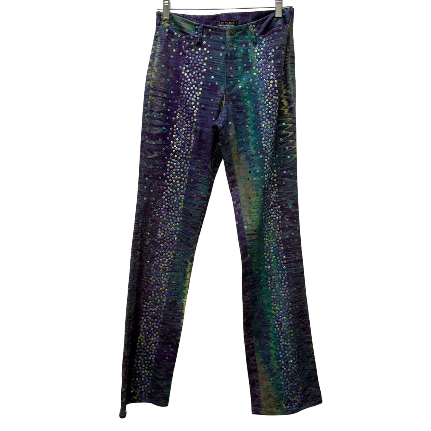 Oleg Cassini Vintage Sequin Jeans Purple & Teal Size 4
