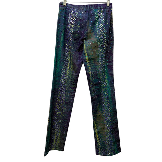 Oleg Cassini Vintage Sequin Jeans Purple & Teal Size 4