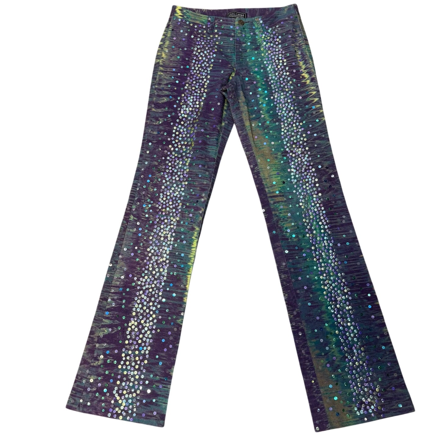 Oleg Cassini Vintage Sequin Jeans Purple & Teal Size 4