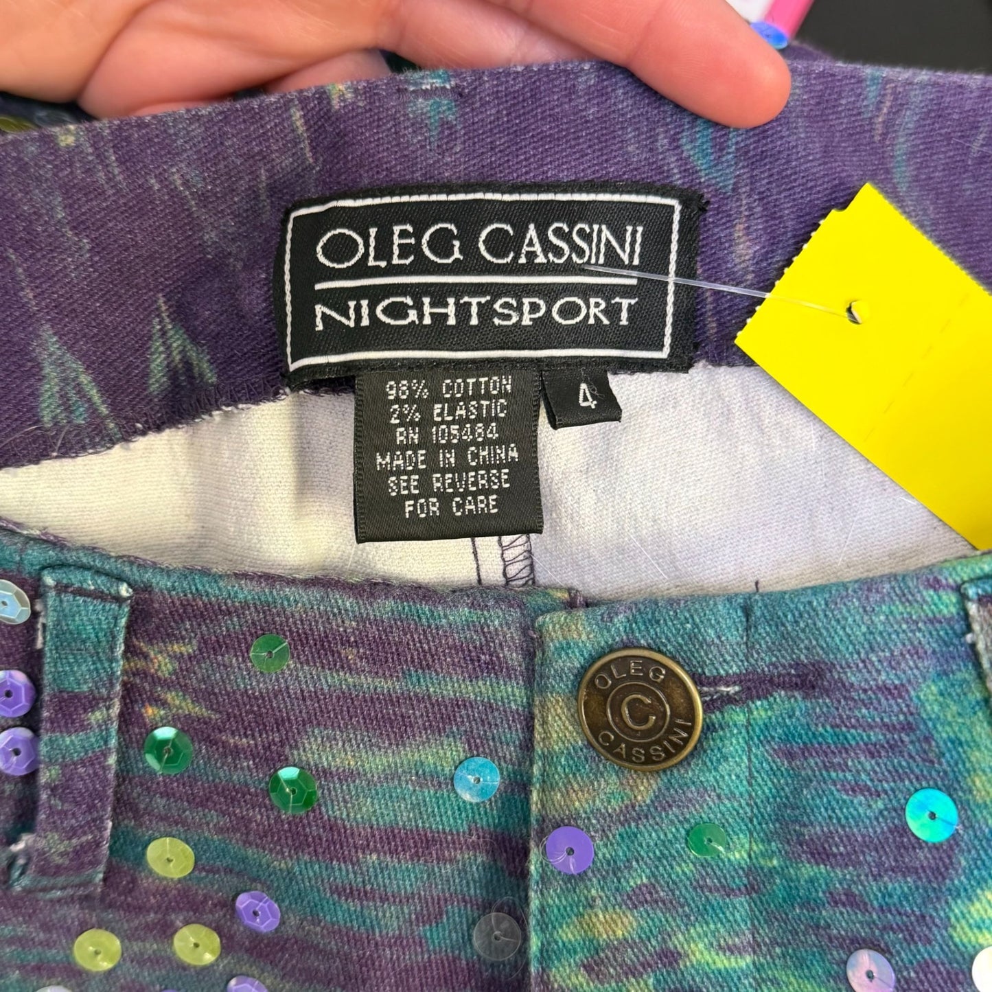 Oleg Cassini Vintage Sequin Jeans Purple & Teal Size 4