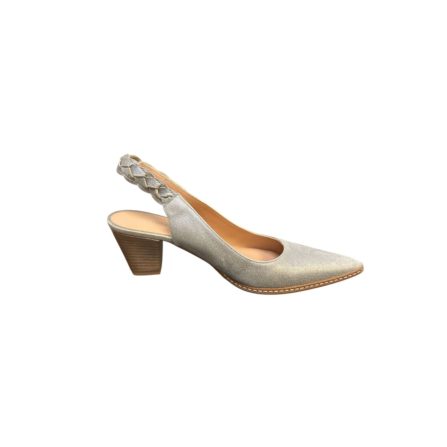 Sundance Silver Pewter Velcro Slingback Heels Size 9