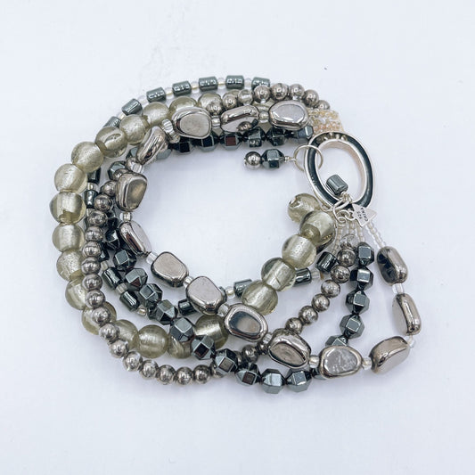 Silpada Hailstone Silver Color Stretch Bracelet