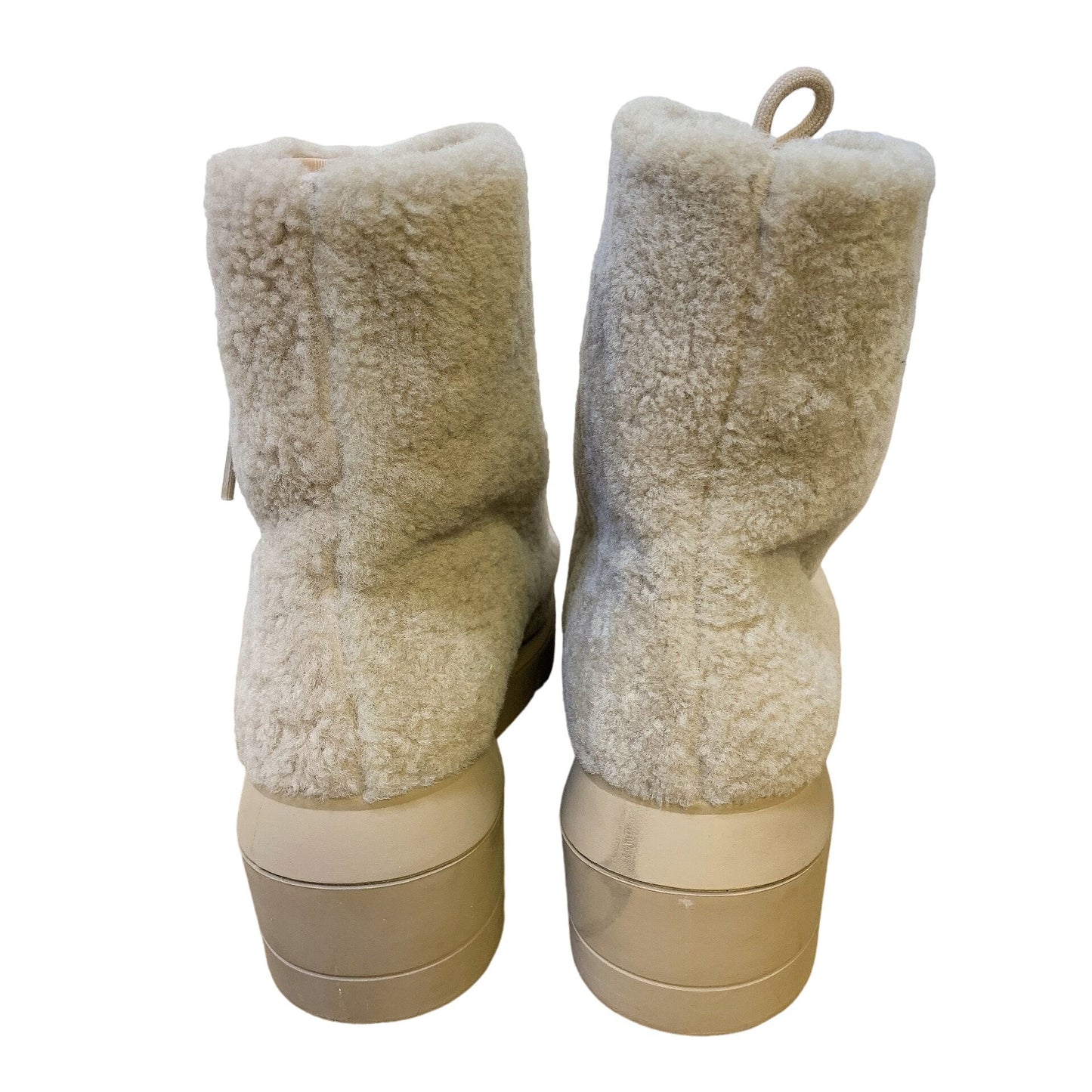 *Stuart Weitzman Tan Faux Fur Lace-up Ankle Boots Size 9.5