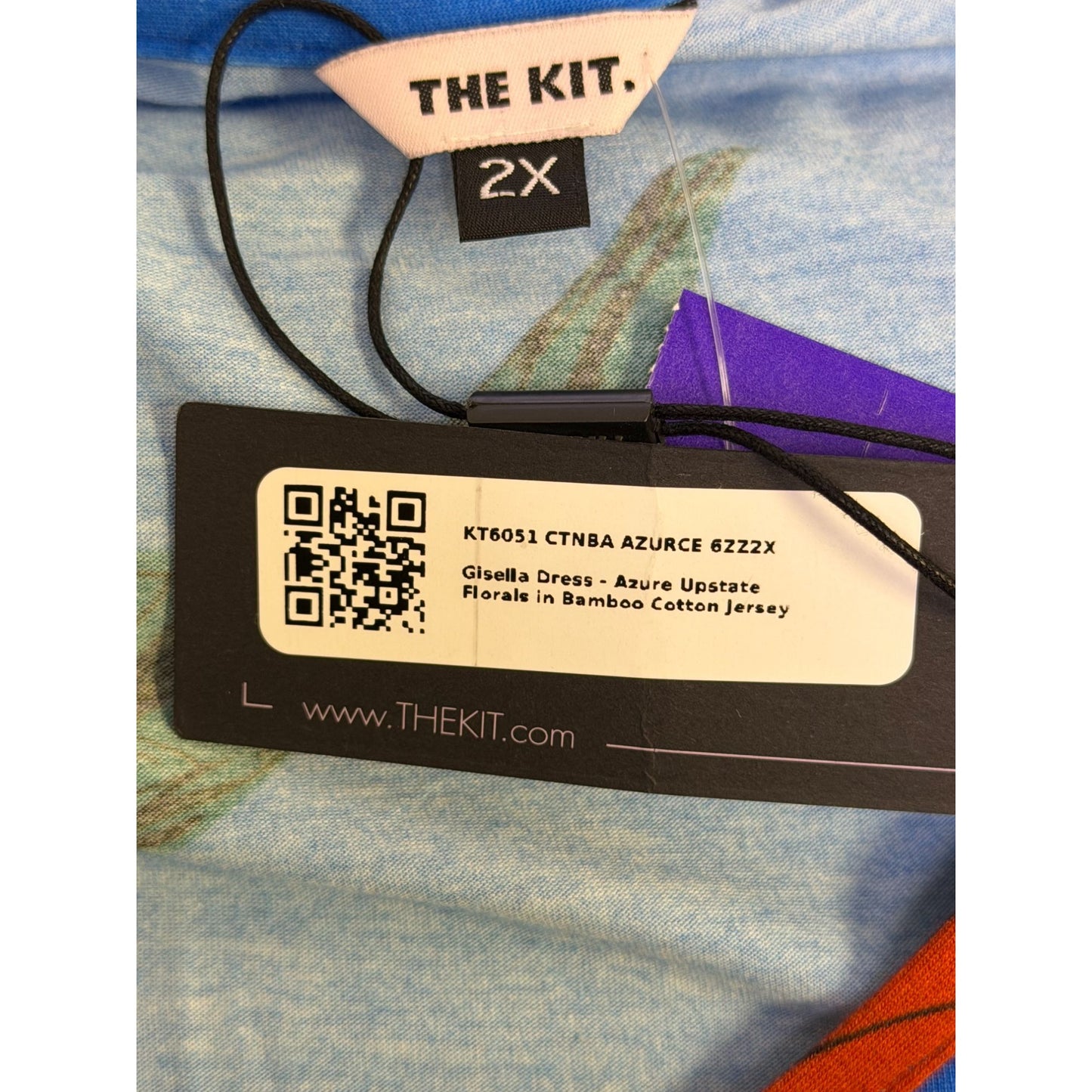 NWT The Kit Gisella Dress Azure Upstate Floral Bamboo Cotton Jersey 2X