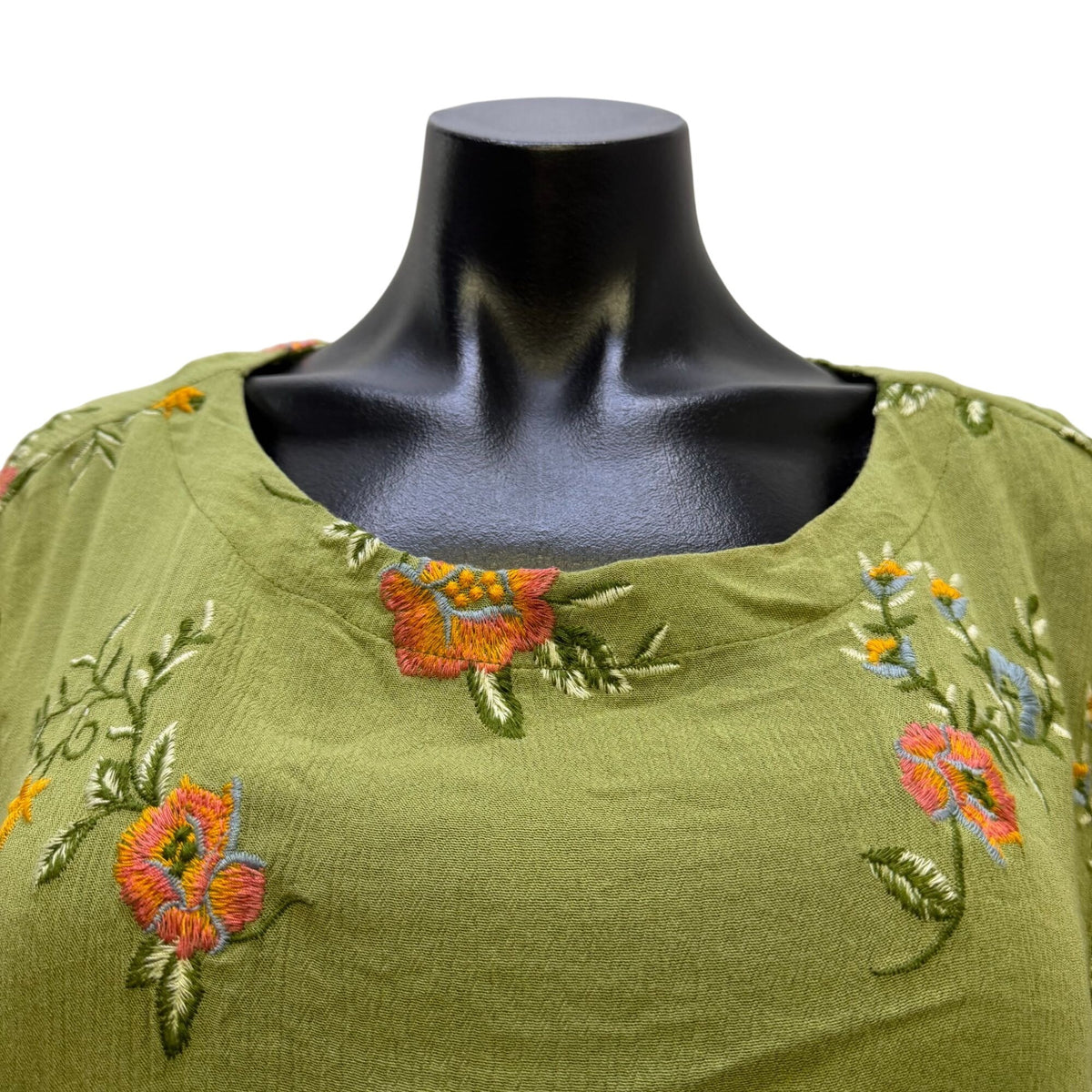 John Mark Green Patchwork Floral Boho Blouse 1X
