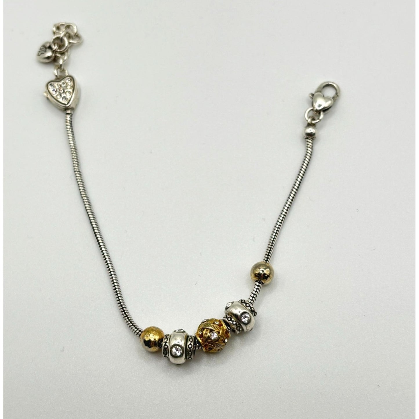 Brighton Bracelet With Heart & Beaded Charms Silver & Gold-Tone