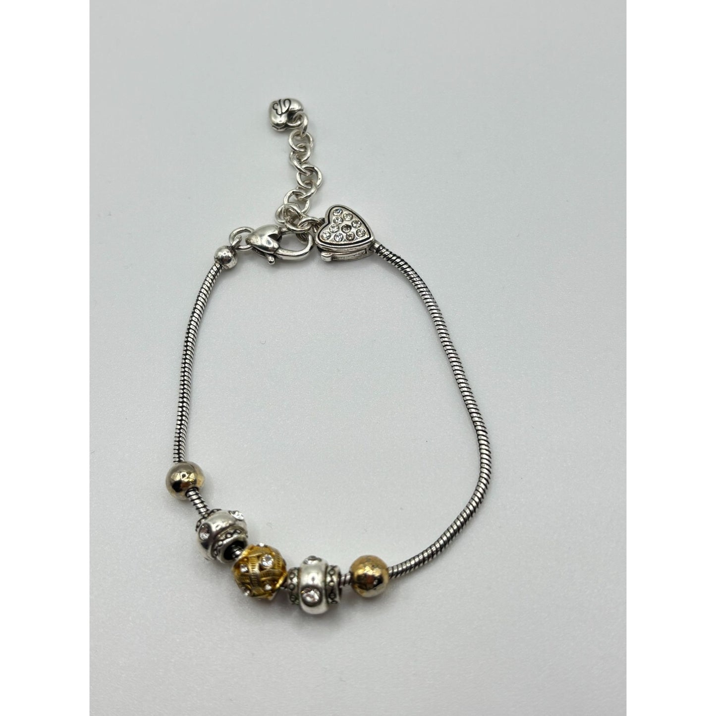Brighton Bracelet With Heart & Beaded Charms Silver & Gold-Tone