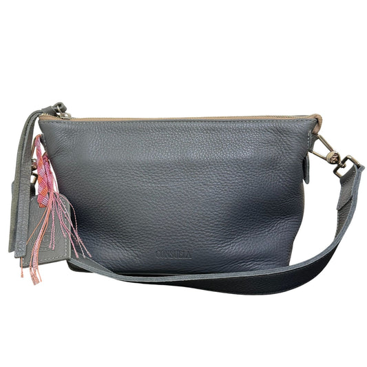 Consuela Gray Leather Shoulder Bag