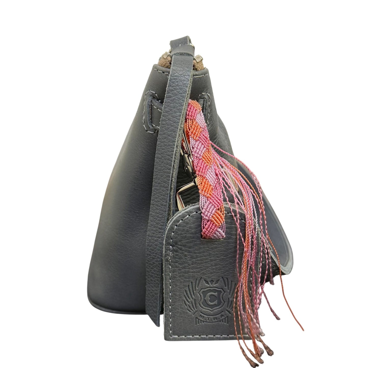 Consuela Gray Leather Shoulder Bag