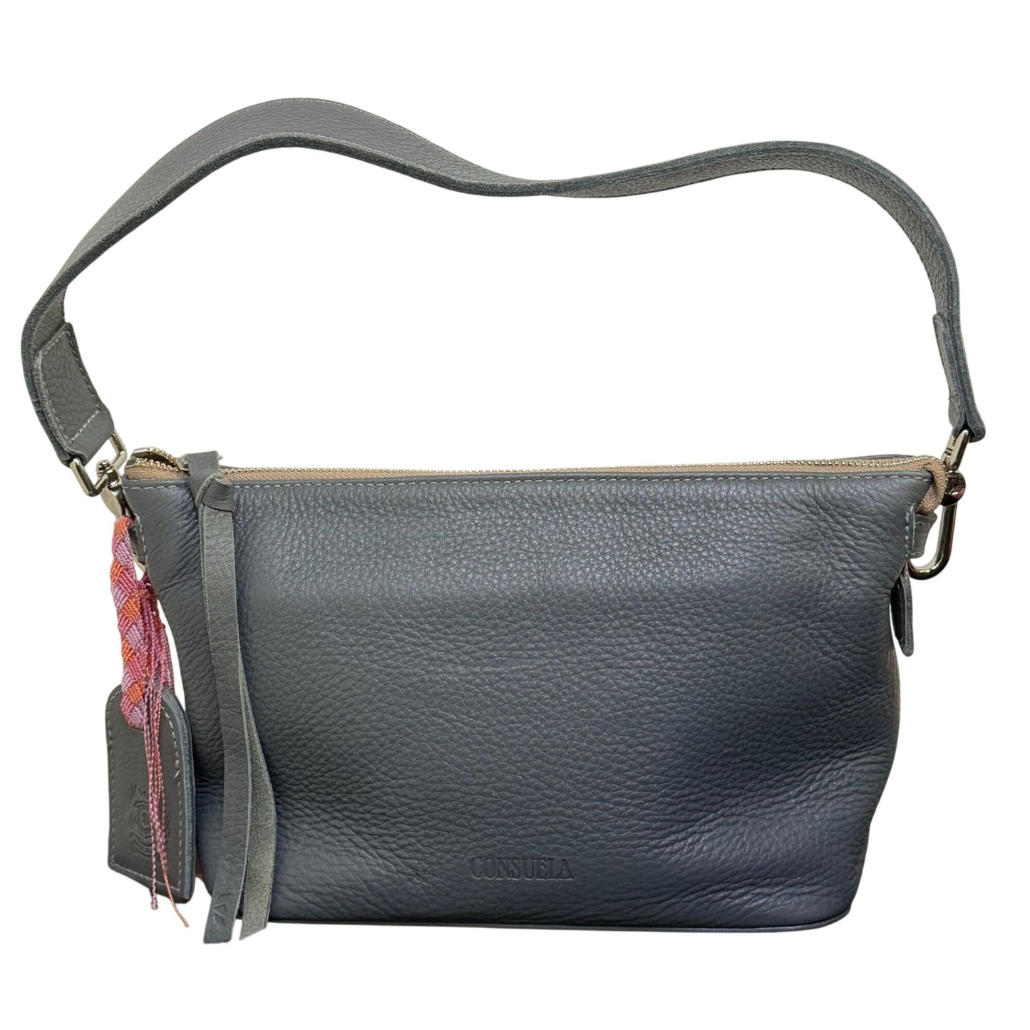 Consuela Gray Leather Shoulder Bag
