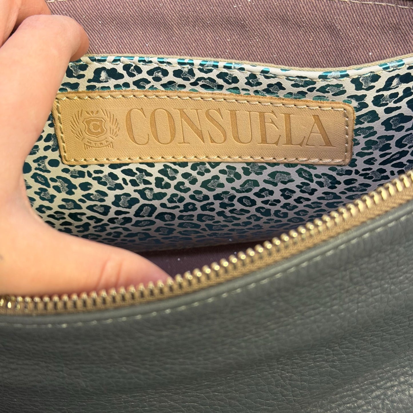 Consuela Gray Leather Shoulder Bag