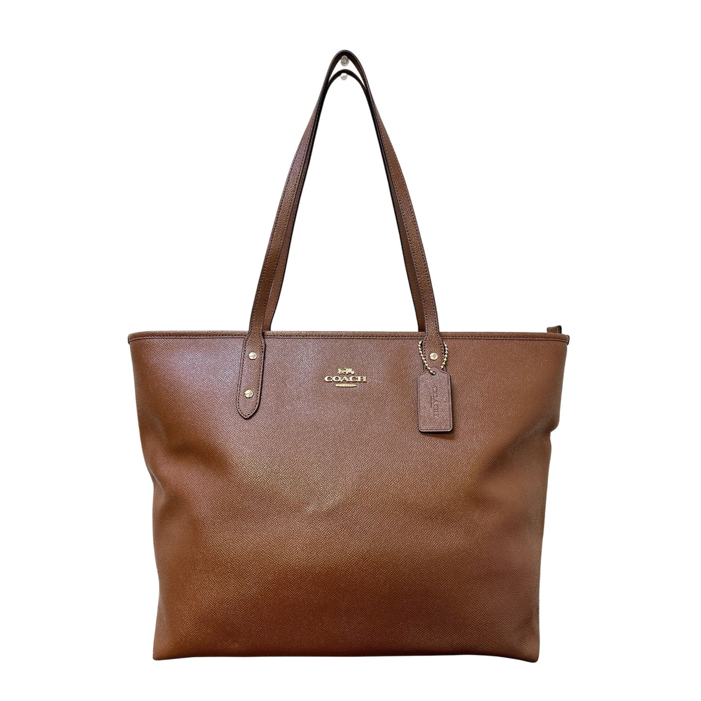 Coach Brown Leather Tote Bag w/Gold Accents & Dual Shoulder Straps