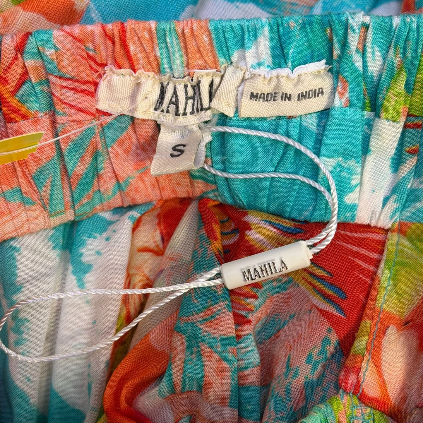 Mahila Floral Boho Dress Coral & Turquoise S