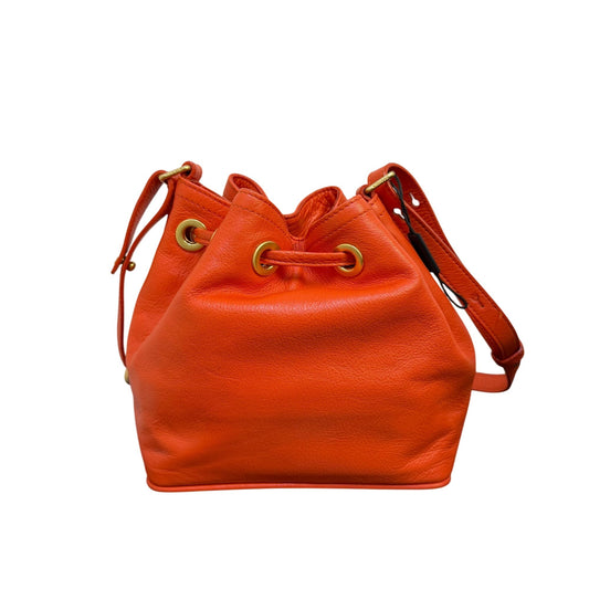 Brahmin Orange Leather Drawstring Crossbody Bag