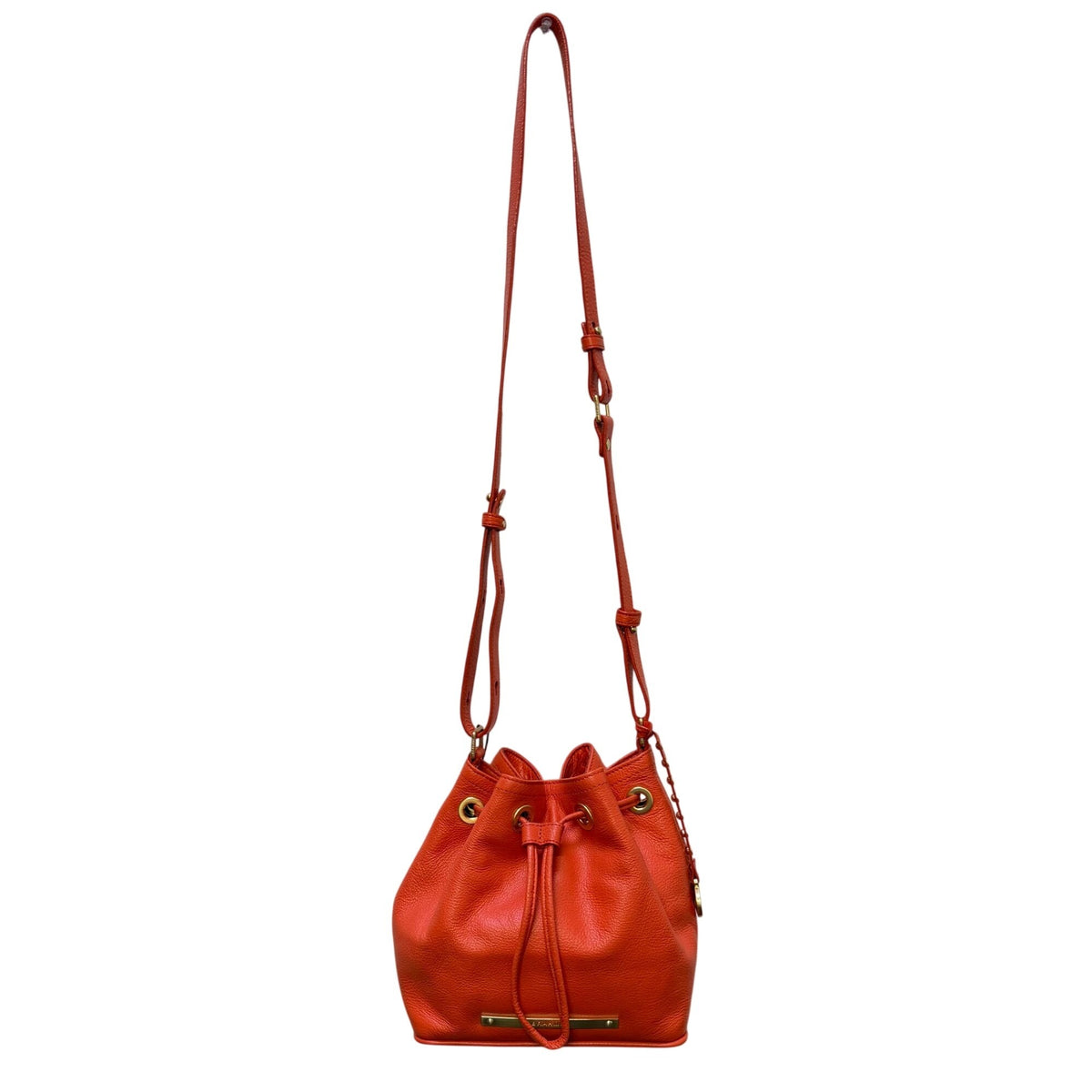 Brahmin Orange Leather Drawstring Crossbody Bag