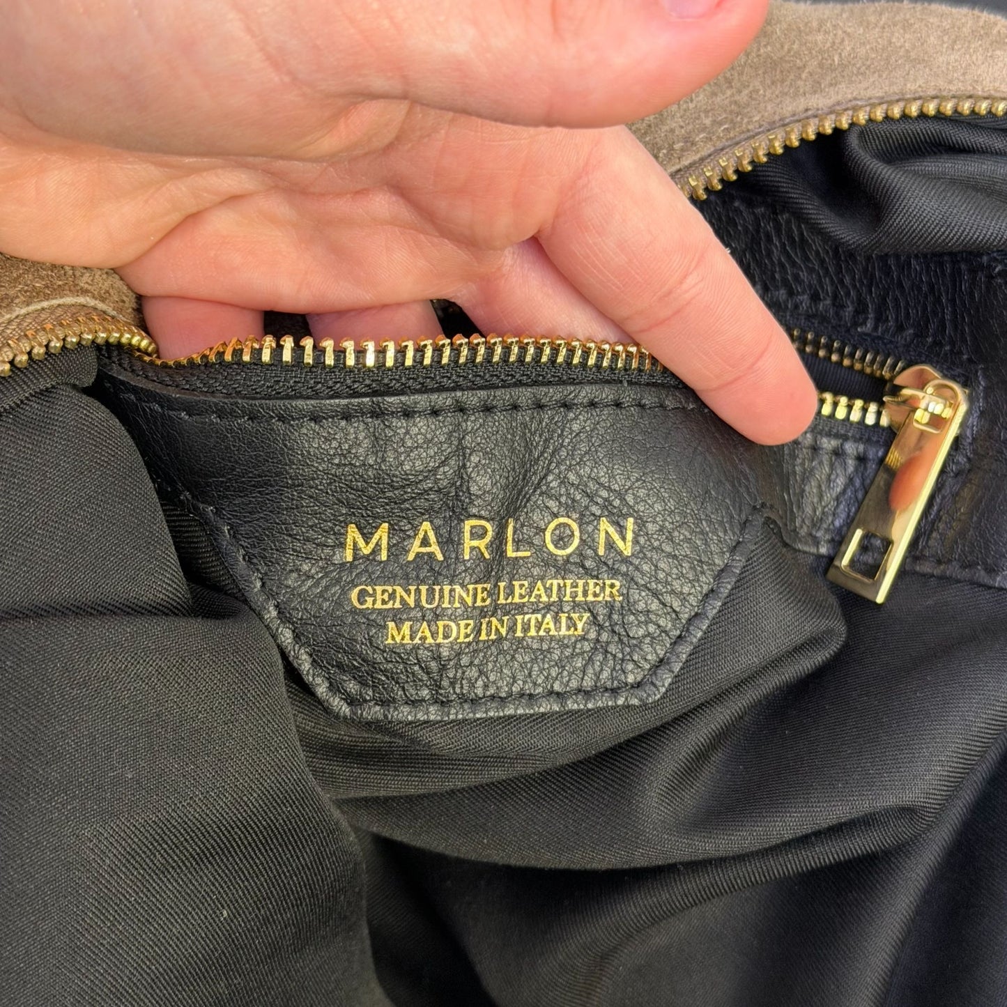 Marlon Brown Suede Hobo Bag With Gold Ring Accents