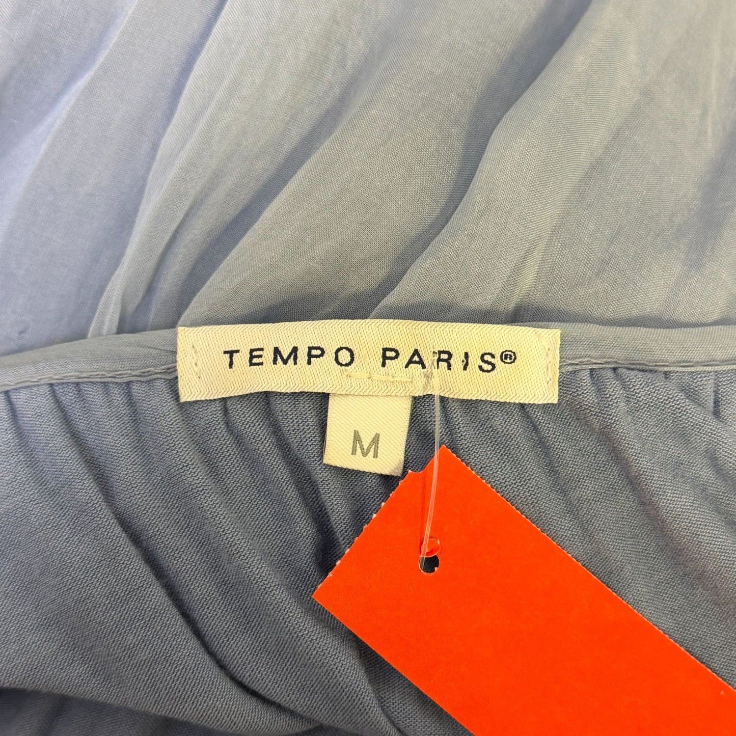 Tempo Paris Blue Embroidered Lace Long Sleeve Blouse Size M