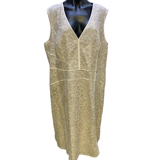 *Lafayette 148 Ivory Lined Lace Sleeveless Dress Size 22W