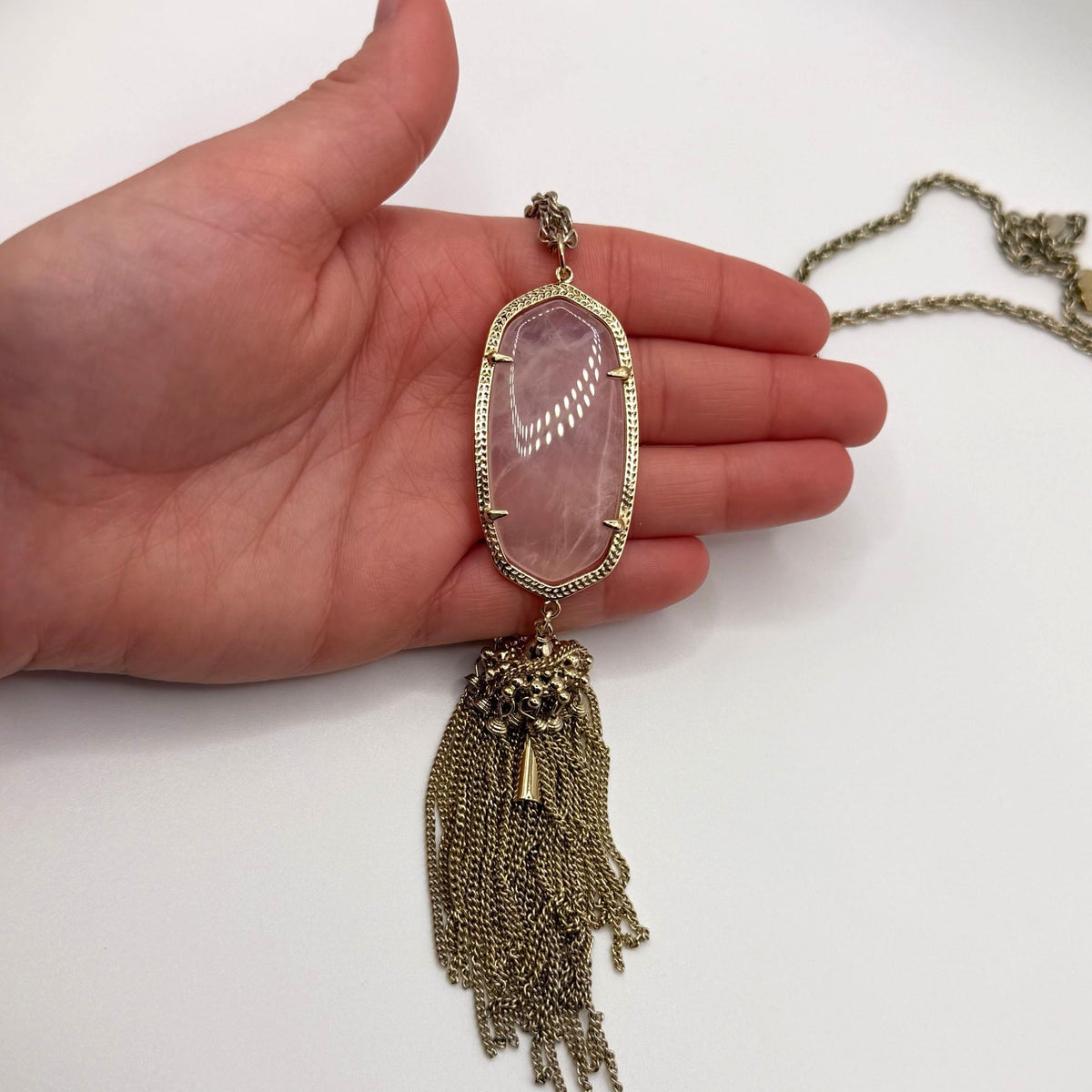 Kendra Scott Rose Quartz Gold-Tone Long Pendant Necklace