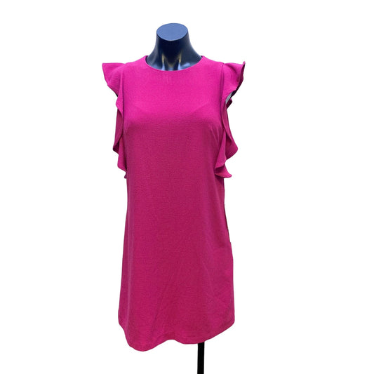 Nicole Miller New York Size 6 Magenta Ruffle Sleeve Shift Dress