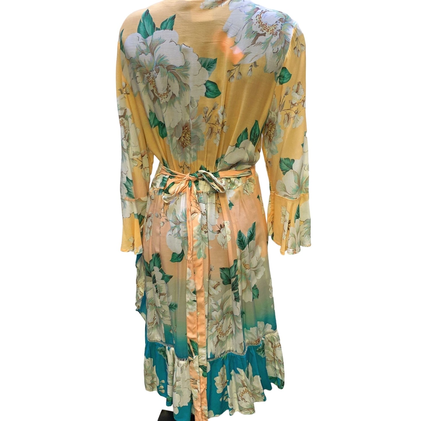 *Farm For Anthropologie Yellow Floral Print Wrap Dress X-Large