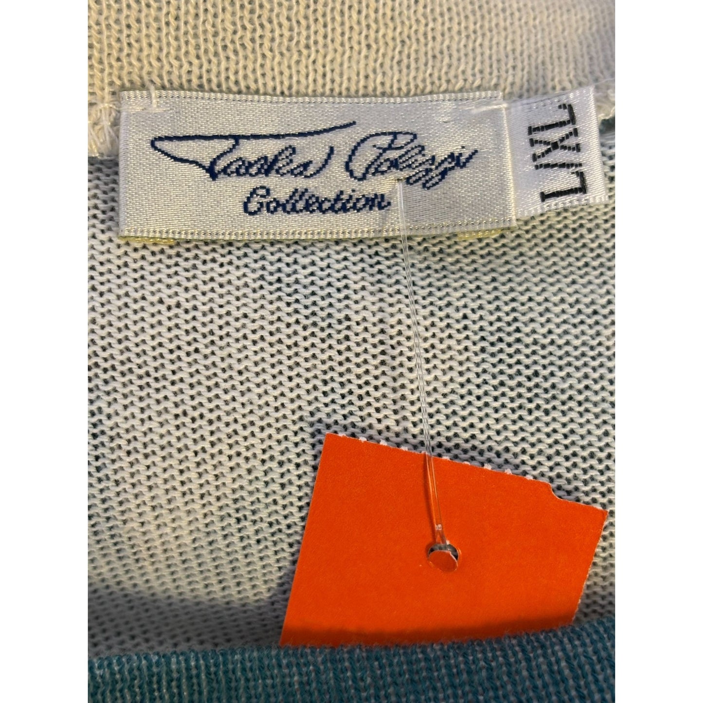 Tasha Polizzi Collection Cream & Teal Aztec Print Poncho Blouse L/XL Tassel Fringe Hem